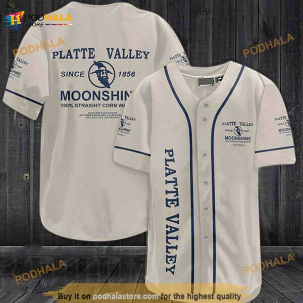 Vintage Platte Valley Corn Whiskey 3D Baseball Jersey