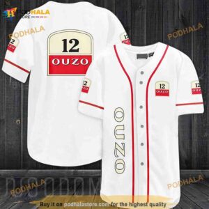 Vintage White Ouzo 12 3D Baseball Jersey