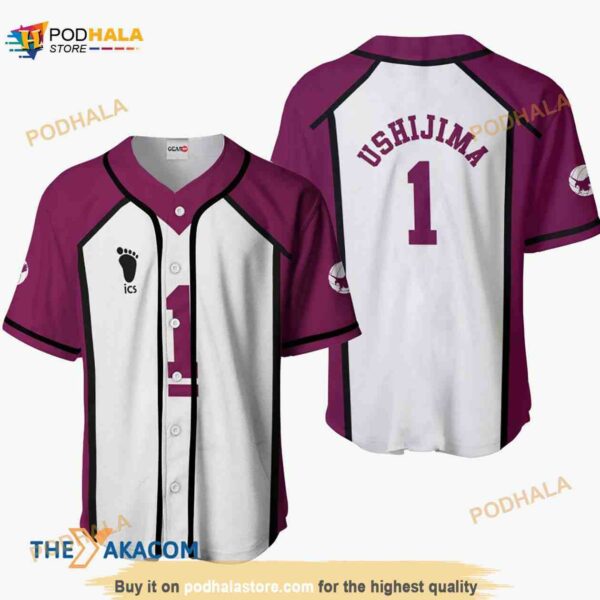 Wakatoshi Ushijima Haikyuu Anime 3D Baseball Jersey Shirt For Women Men