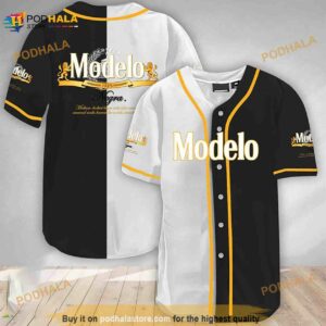 White And Black Split Modelo Beer 3D Baseball Jersey