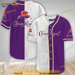 White And Purple Split Crown Royal 3D Baseball Jersey