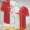 White And Red Split Fireball Whisky 3D Baseball Jersey