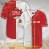 White And Red Split Stella Artois 3D Baseball Jersey