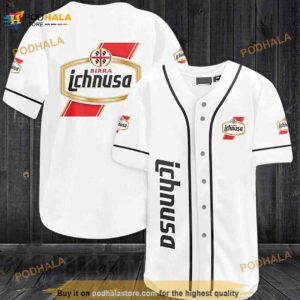 White Birra Ichnusa Beer 3D Baseball Jersey