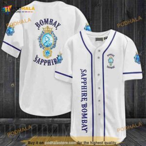 White Bombay Sapphire 3D Baseball Jersey