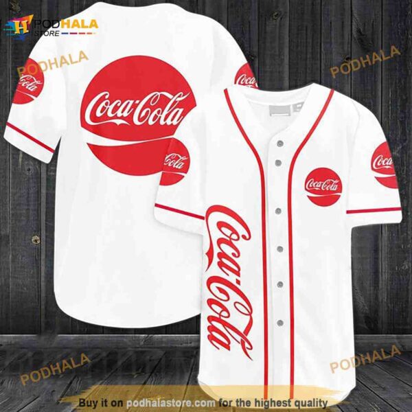 White Coca-cola 3D Baseball Jersey