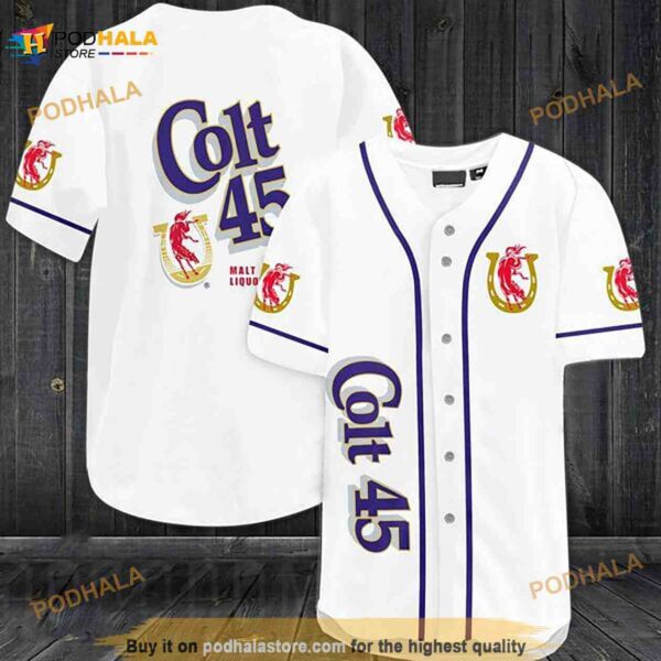 White Colt 45 Beer 3D Baseball Jersey