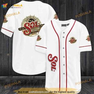 White Desde Sol 1899 Cerveza Original 3D Baseball Jersey