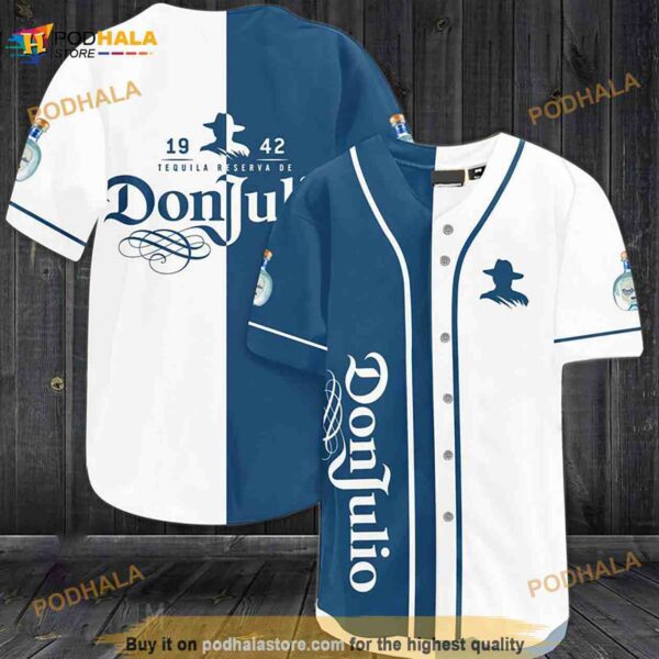 White Don Julio 3D Baseball Jersey