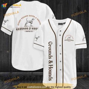 White Grounds & Hounds Coffee Co 3D Baseball Jersey