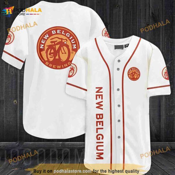 White New Belgium 3D Baseball Jersey