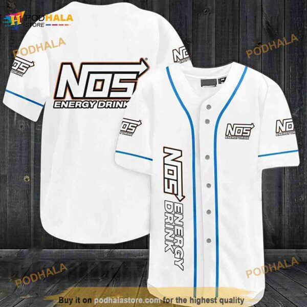 White Nos Energy Drink 3D Baseball Jersey