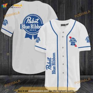 White Pabst Blue Ribbon 3D Baseball Jersey