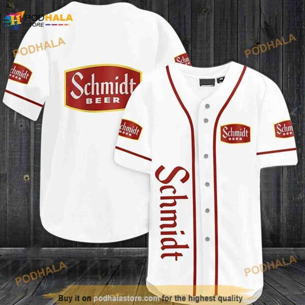 White Schmidt’s Beer 3D Baseball Jersey