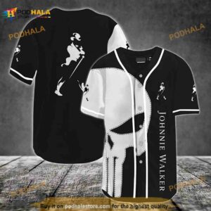 White Skull Johnnie Walker 3D Baseball Jersey