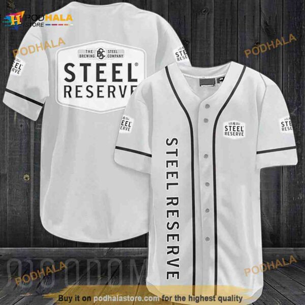 White Steel Reserve 3D Baseball Jersey