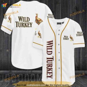 White Wild Turkey 3D Baseball Jersey Qgi