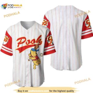 Winnie The Pooh All Over Print Pinstripe 3D Baseball Jersey