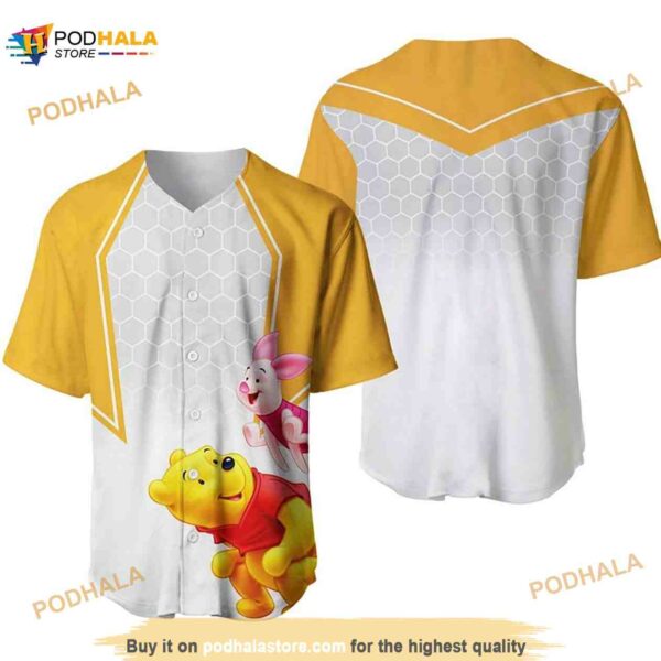 Winnie The Pooh Piglet Honey Pattern 3D Baseball Jersey