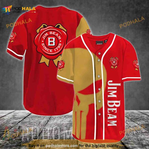 Yellow Skull Jim Beam 3D Baseball Jersey Shirt