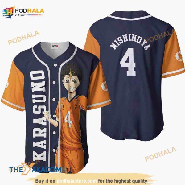 Yuu Nishinoya Haikyuu Anime 3D Baseball Jersey Shirt